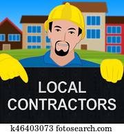 Local Contractors Showing Neighborhood Contractor 3d Illustration Local Contractors Showing Neighborhood Contractor 3d Illustration