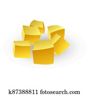 Mango cubes icon, cartoon style Mango cubes icon, cartoon style