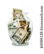 Money and Glass Jar