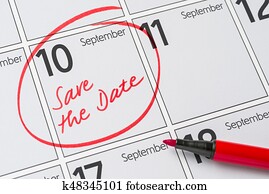 Save the Date written on a calendar - September 10 Save the Date written on a calendar - September 10