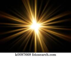 קרנות, של, זהוב, אור