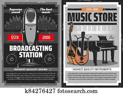 רדיו משדר, poster,, כלים של מוסיקה, אחסן