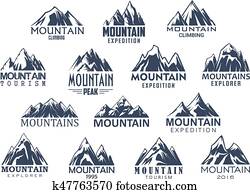 berg, tourismus, und, sport, vektor, heiligenbilder, satz berg, tourismus, und, sport, vektor, heiligenbilder, satz
