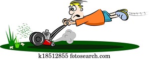Cartoon Guy Mowing the Lawn Cartoon Guy Mowing the Lawn