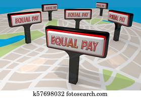 Equal Pay Fair Employment Salary Equality Signs 3d Illustration Equal Pay Fair Employment Salary Equality Signs 3d Illustration