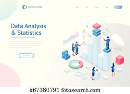 Isometric Expert team for Data Analysis, Business Statistic, Management, Consulting, Marketing. Landing page template concept. Isometric Expert team for Data Analysis, Business Statistic, Management, Consulting, Marketing. Landing page template concept.