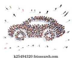 leute, form, von, a, auto.