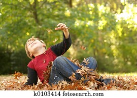 queda, sobre, em, a, outono