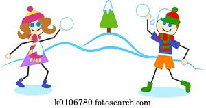 Snowball Fight Stock Illustration Images. 50 snowball fight