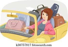 Teen Girl Traveling by Car Teen Girl Traveling by Car