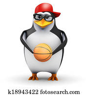 3d Penguin holds basketball 3d Penguin holds basketball