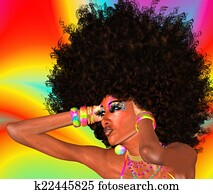 Afro Girl, Abstract Background Afro Girl, Abstract Background