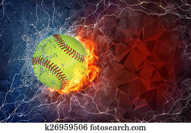 Baseball ball in fire and water Baseball ball in fire and water