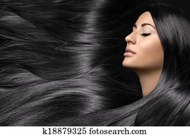 beautiful young woman with healthy long shiny hair