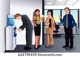 Business people chatting near a water cooler