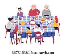 familie, tisch, festlicher, nachtessen, eltern, und, kindern, gro?eltern familie, tisch, festlicher, nachtessen, eltern, und, kindern, gro?eltern