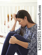 Frustrated Mother Suffering From Post Natal Depression Frustrated Mother Suffering From Post Natal Depression