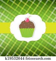 Green Background In Cage With Cupcake Green Background In Cage With Cupcake