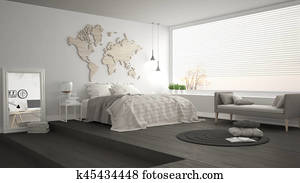 Scandinavian minimalist bedroom, minimalistic modern interior design Scandinavian minimalist bedroom, minimalistic modern interior design