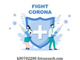 וקטור, דוגמה, שירותי בריות, רפואי, אנשים, של, להגן על, ו, להלחם, נגד, ה, עטרה, וירוס