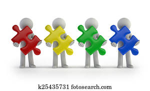 3d, pequeno, pessoas, -, coloridos, confunda pedaços