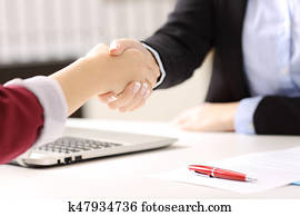 Businesswomen handshaking closing a deal