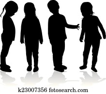 enfants, silhouette