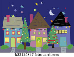 Houses at Christmas time Houses at Christmas time