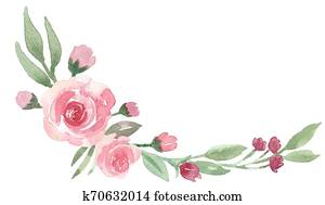 Loose Watercolor Floral Corner Bouquet with Peonies Loose Watercolor Floral Corner Bouquet with Peonies