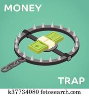 Money trap. Vector flat illustration Money trap. Vector flat illustration