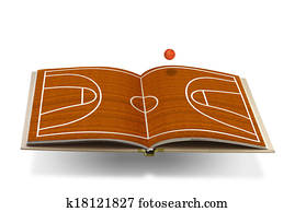 Open book with basketball court Open book with basketball court