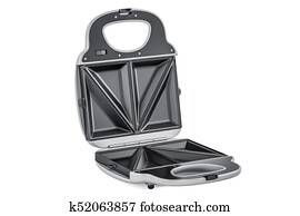 Opened sandwich maker closeup, 3D rendering Opened sandwich maker closeup, 3D rendering