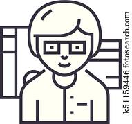 accountant vector line icon, sign, illustration on background, editable strokes accountant vector line icon, sign, illustration on background, editable strokes