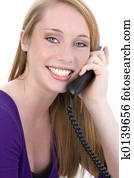 beutiful, feliz, menina adolescente, ligado, telefone