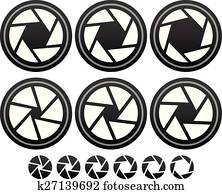 Camera shutter with aperture for photography concepts. Vector