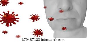 cpronaviris, virus, covid-19, cara, -, 3d, interpretación