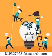 flache, design, abbildung, begriff, von, mannschaft- arbeit flache, design, abbildung, begriff, von, mannschaft- arbeit