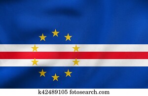 Flag of Cape Verde waving, real fabric texture
