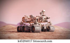 Mars rover on the Mars. 3d rendering