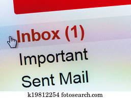 Monitor screen showing email in the inbox Monitor screen showing email in the inbox