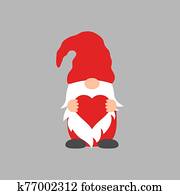 niedlich, wichtel, mit, herz, in, roter hut, für, valentine, s, tag, cards,, gifts,, t-shirts,, mugs,, stickers,, scrapbooking, handwerke, und, design. niedlich, wichtel, mit, herz, in, roter hut, für, valentine, s, tag, cards,, gifts,, t-shirts,, mugs,, stickers,, scrapbooking, handwerke, und, design.