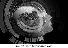 Robot with digital grey brain Robot with digital grey brain