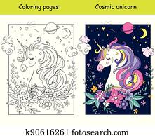 יופי, קוסמי, קרש, עם, פרחים, ו, כוכבים, לצבוע, וקטור, ו, דפוסית