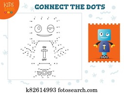 Connect the dots kids mini game vector illustration. Preschool children education activity Connect the dots kids mini game vector illustration. Preschool children education activity