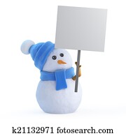 3d, איש שלג, עם, a, כרזה