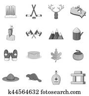 Canada icons set, monochrome style Canada icons set, monochrome style
