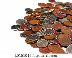 Canadian coins on white background
