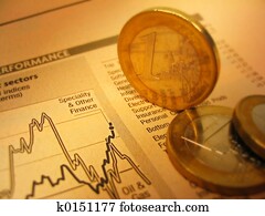 Fianacial chart and coins Fianacial chart and coins