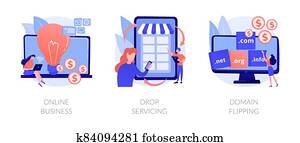 Online business abstract concept vector illustrations. Online business abstract concept vector illustrations.