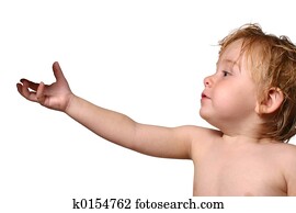 toddler reaching for object